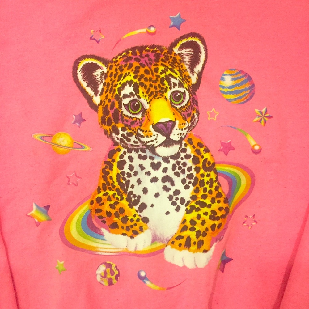 Lisa Frank cheetah hot pink sweater sweatshirt XL - Picture 2 of 9